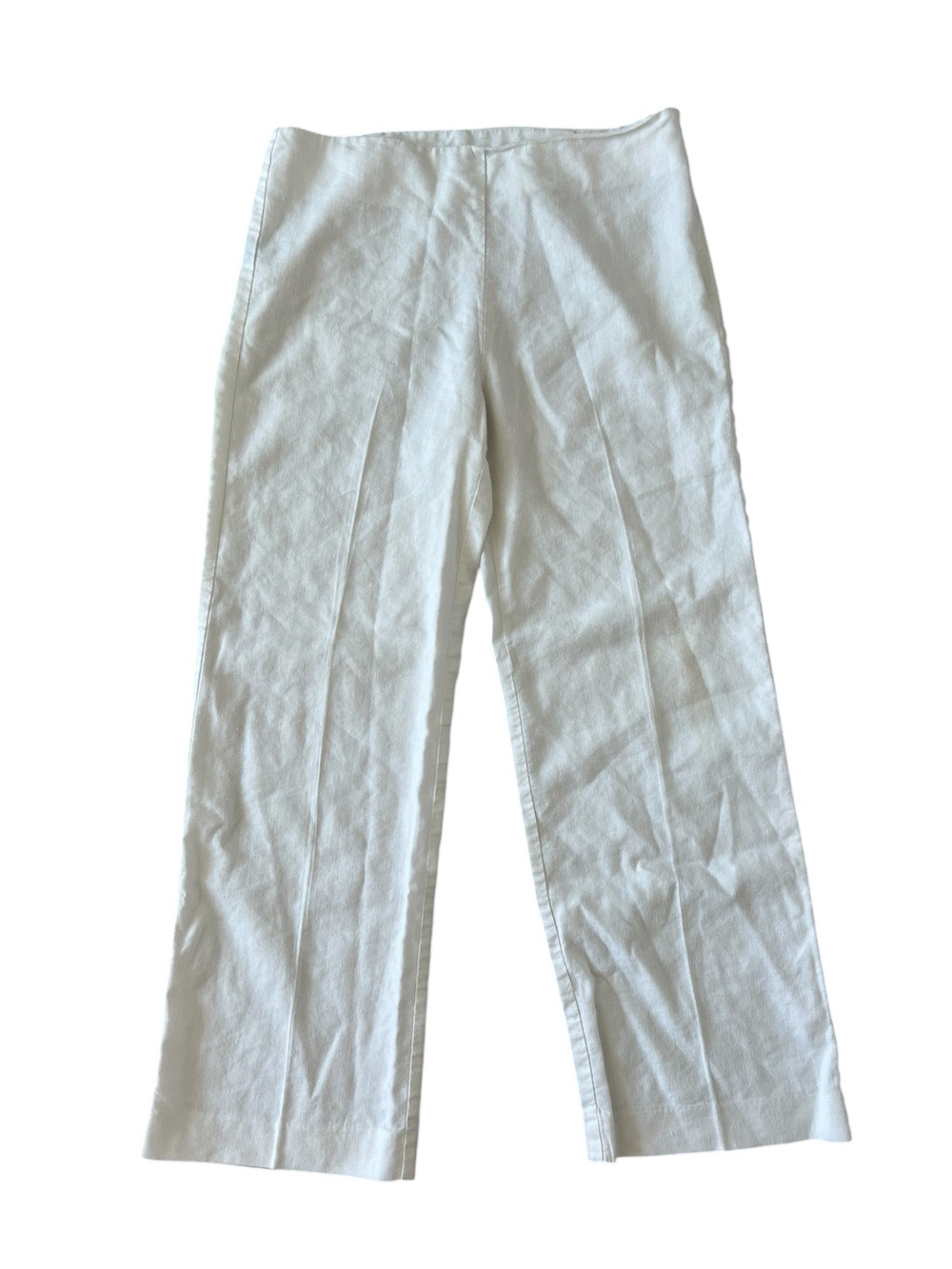 J. McLaughlin White Ivory Linen Sonora Pants Women Size 8 Straight Leg Preppy
